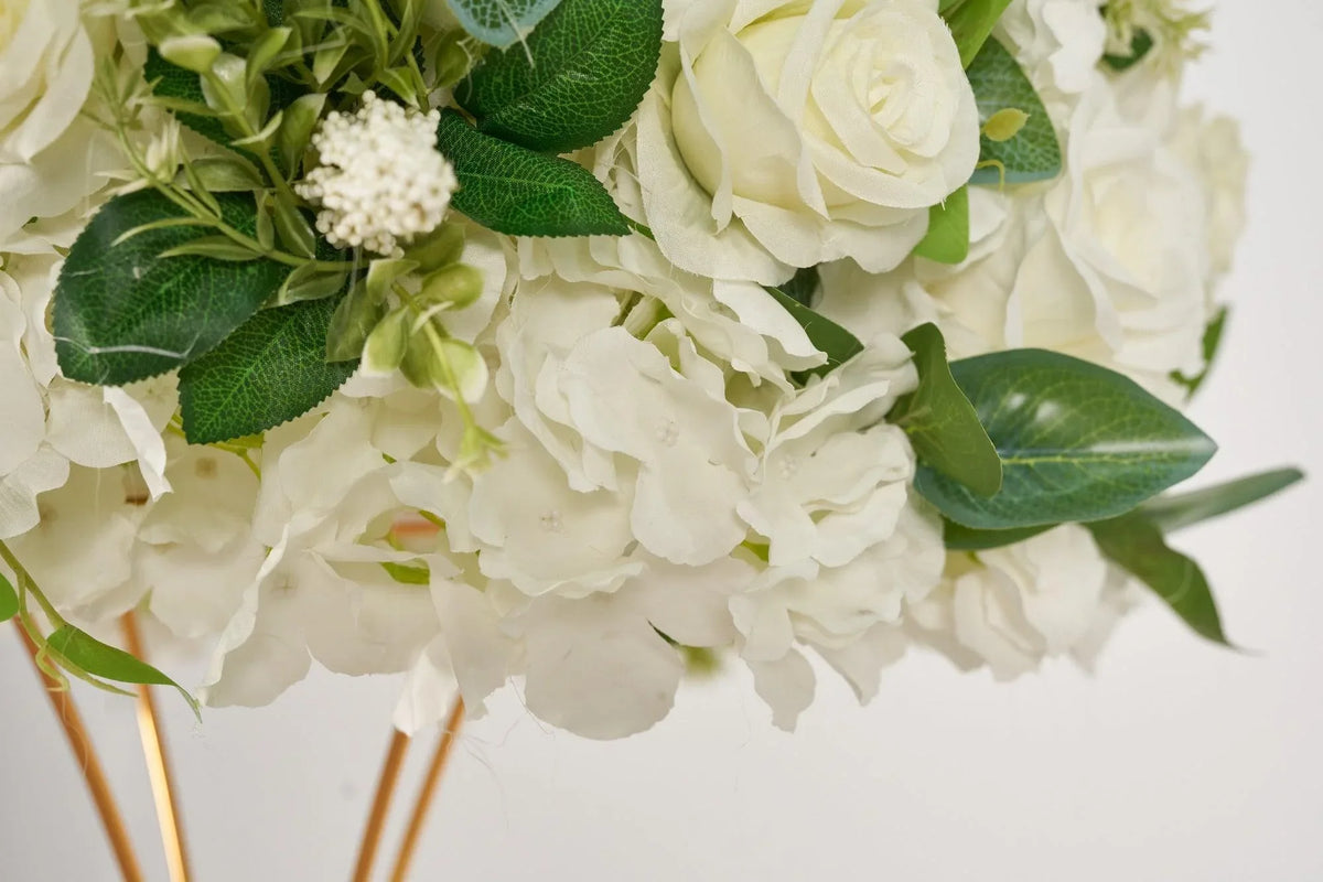 Flower Ball White Rose & Small Hydrangea Wedding Proposal Party Centerpieces Decor - Uflower