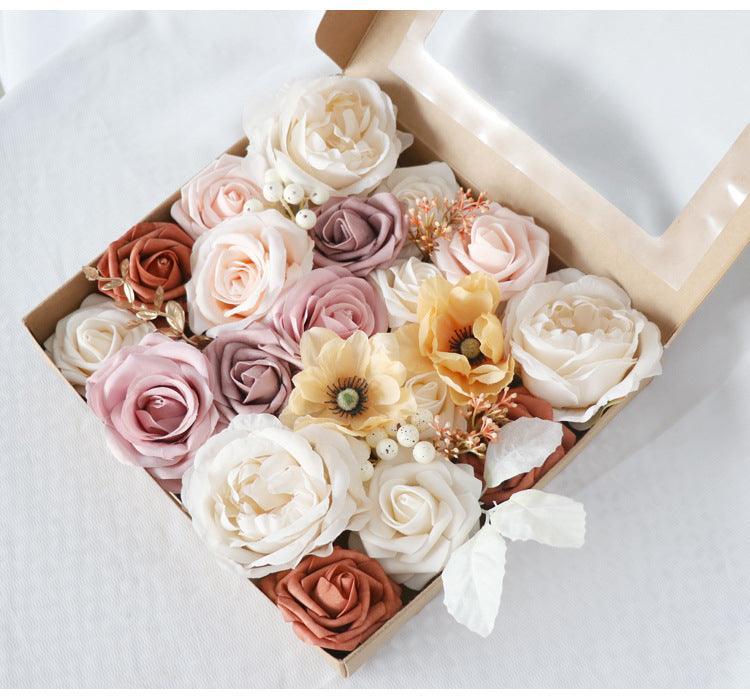 Flower Box Silk Blooming Flowers Lotus Root Powder White Orange - Uflower