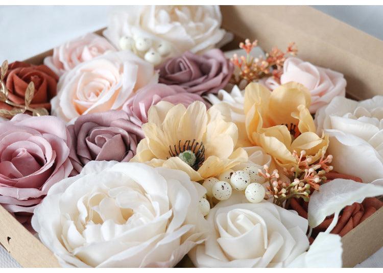 Flower Box Silk Blooming Flowers Lotus Root Powder White Orange - Uflower