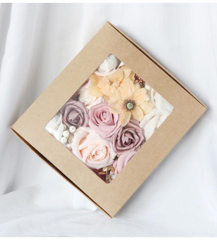 Flower Box Silk Blooming Flowers Lotus Root Powder White Orange - Uflower