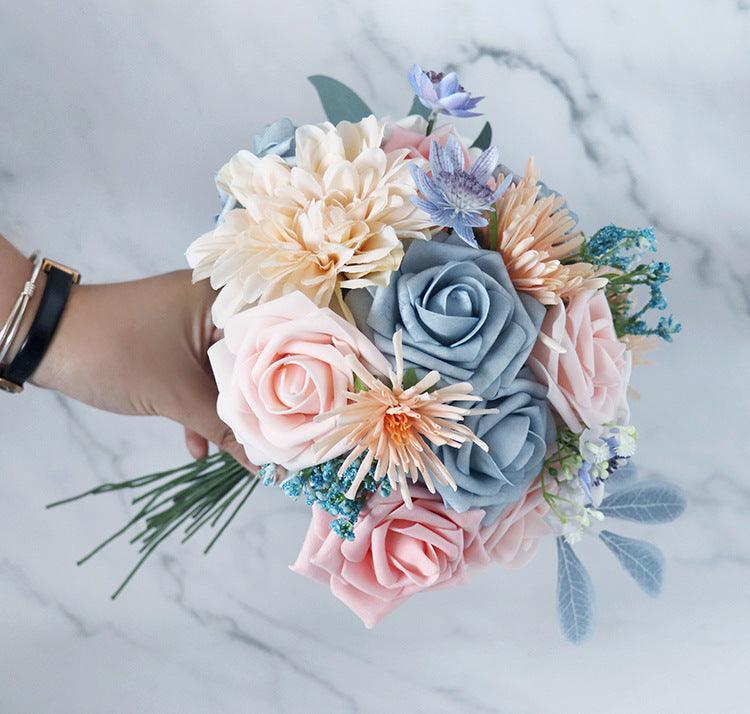 Flower Box Silk Blooming Flowers Pink Blue - Uflower