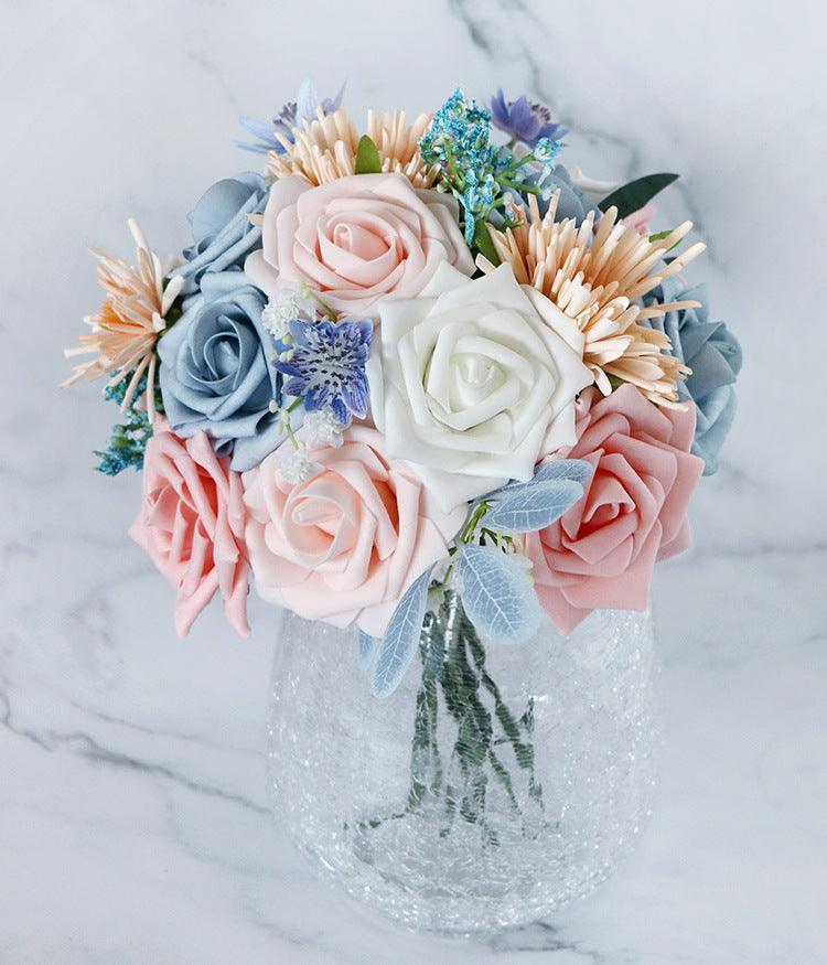 Flower Box Silk Blooming Flowers Pink Blue - Uflower