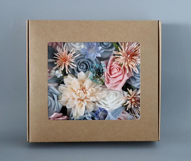Flower Box Silk Blooming Flowers Pink Blue - Uflower