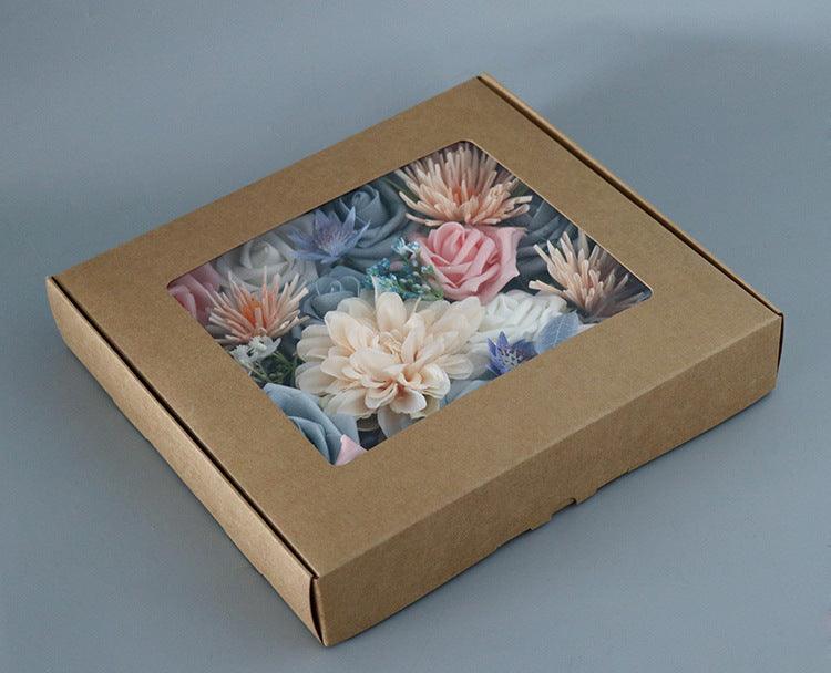 Flower Box Silk Blooming Flowers Pink Blue - Uflower