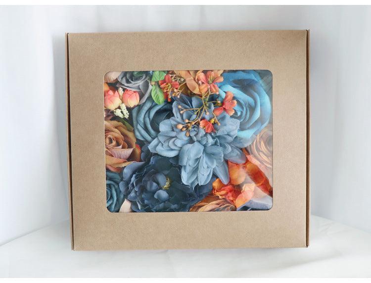 Flower Box Silk Blooming Flowers Sapphire Blue Orange Roses - Uflower